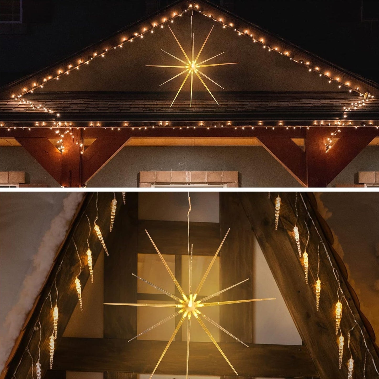 3D Gold Star Hanging Decoration Star, Acrylic Look  Hanging Luminous Star for Windows, Home, Garden Festive Embellishments for Holiday Parties Weddings Birthday Home Decoration (Small) Your Brand