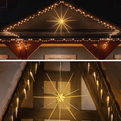 3D Gold Star Hanging Decoration Star, Acrylic Look  Hanging Luminous Star for Windows, Home, Garden Festive Embellishments for Holiday Parties Weddings Birthday Home Decoration (Small) Your Brand
