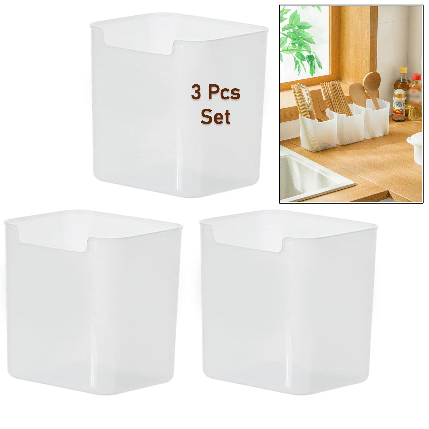 3Pcs Clear Plastic Organizer Storage Versatile Kitchen Drawer Organizer Tray for Desk, Makeup, Bathroom, Kitchen Pantry Cabinet Your Brand