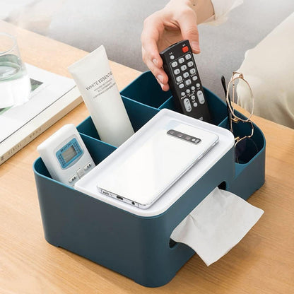 6-Compartment Desk Organizer – Multi-Function Storage for Tissue, Stationery, Remote & Mobile (Home/Office) Your Brand