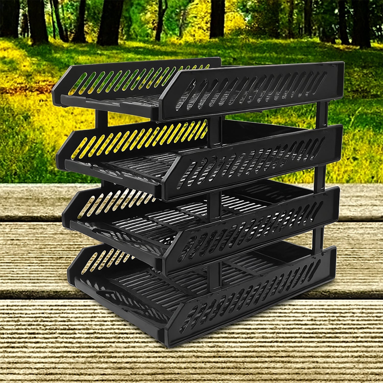 4-Layer Multifunctional File Rack with Drawers for Office Desk Your Brand