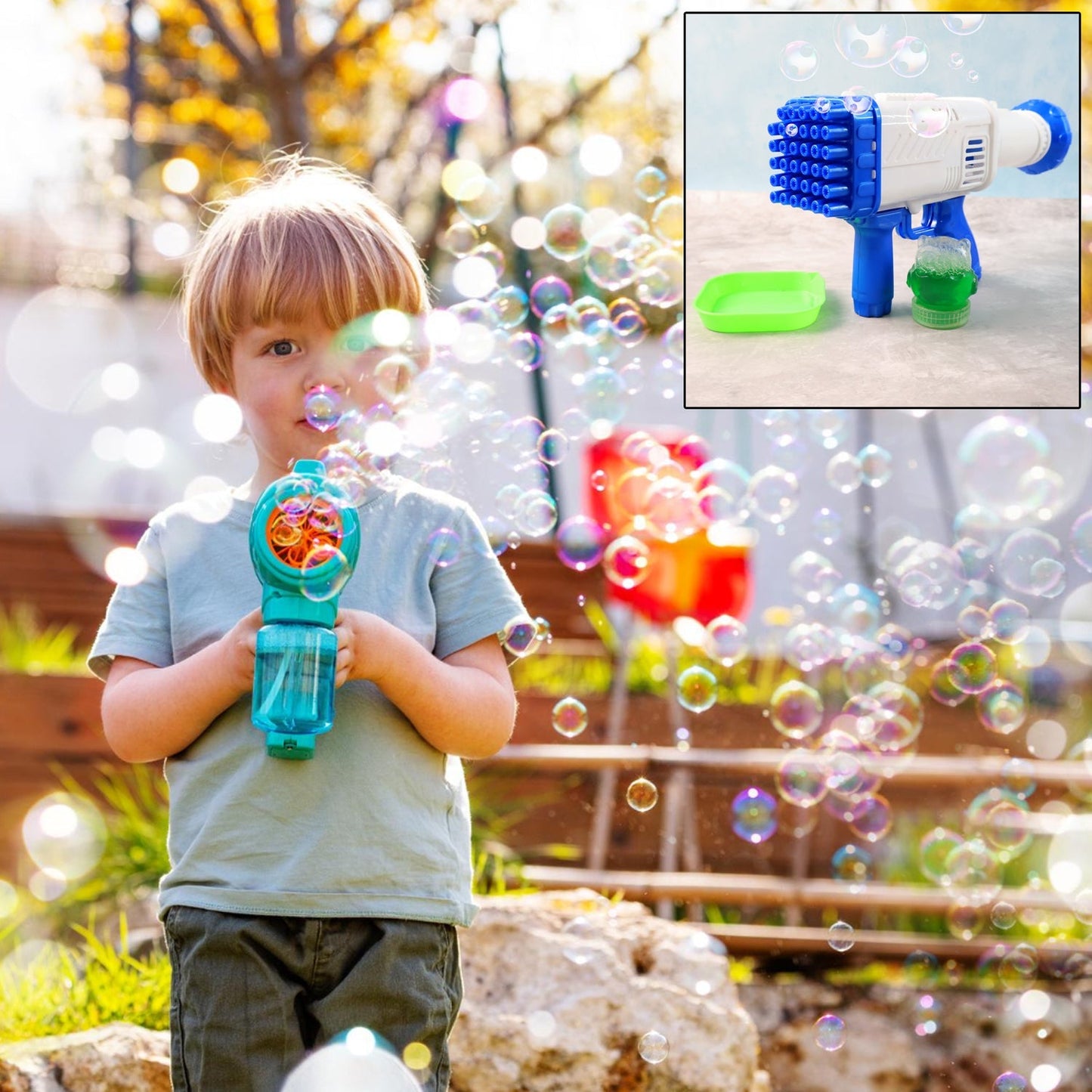 32 Holes Big Rechargeable Powerful Machine Bubble Gun Toys (1 Set) Your Brand