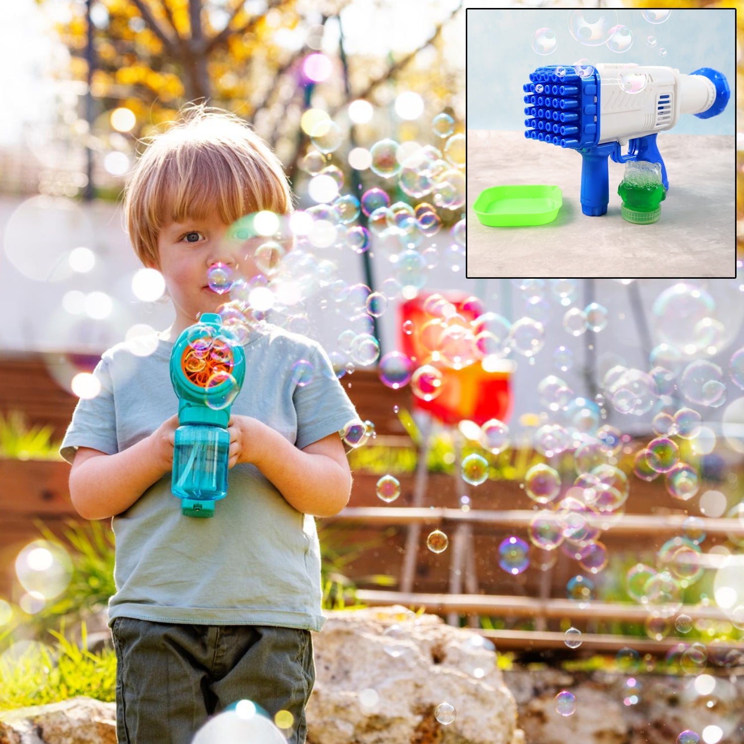 32 Holes Big Rechargeable Powerful Machine Bubble Gun Toys (1 Set) Your Brand