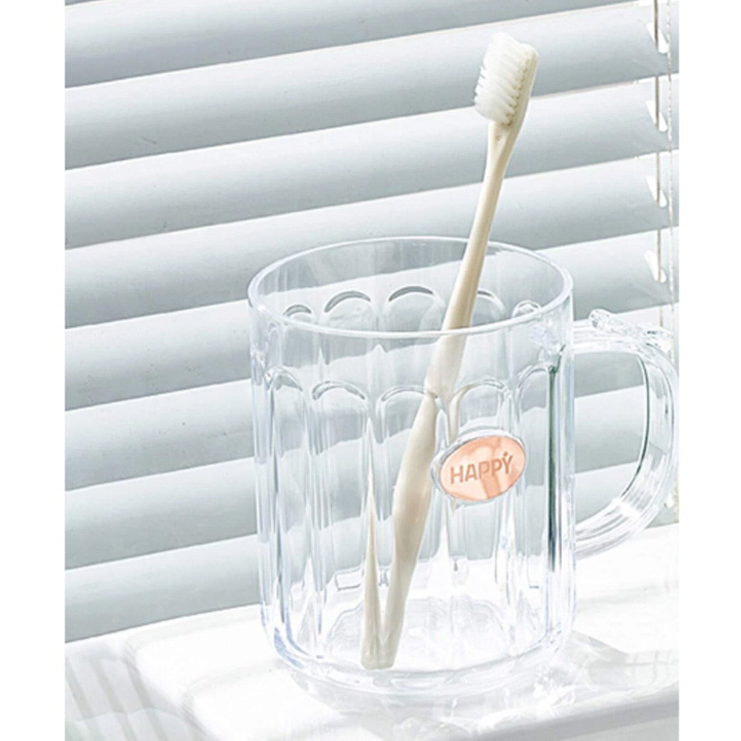 Multi-Purpose Plastic Cup, Toothpaste Holder Bathroom Cup Bathroom Cup With Slot Handle Mug Environmental Friendly Festival for Outdoor for Household  Gift For Anniversary and Birthday, (1 Pc) Your Brand