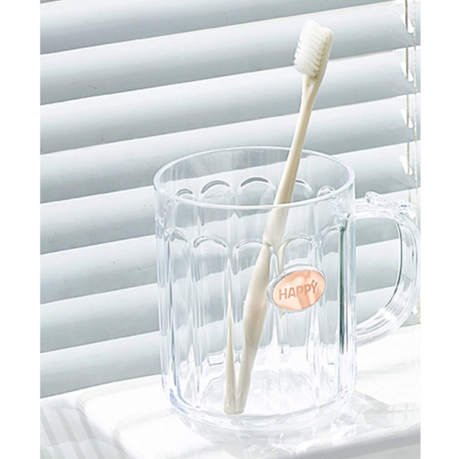 Multi-Purpose Plastic Cup, Toothpaste Holder Bathroom Cup Bathroom Cup With Slot Handle Mug Environmental Friendly Festival for Outdoor for Household  Gift For Anniversary and Birthday, (1 Pc) Your Brand