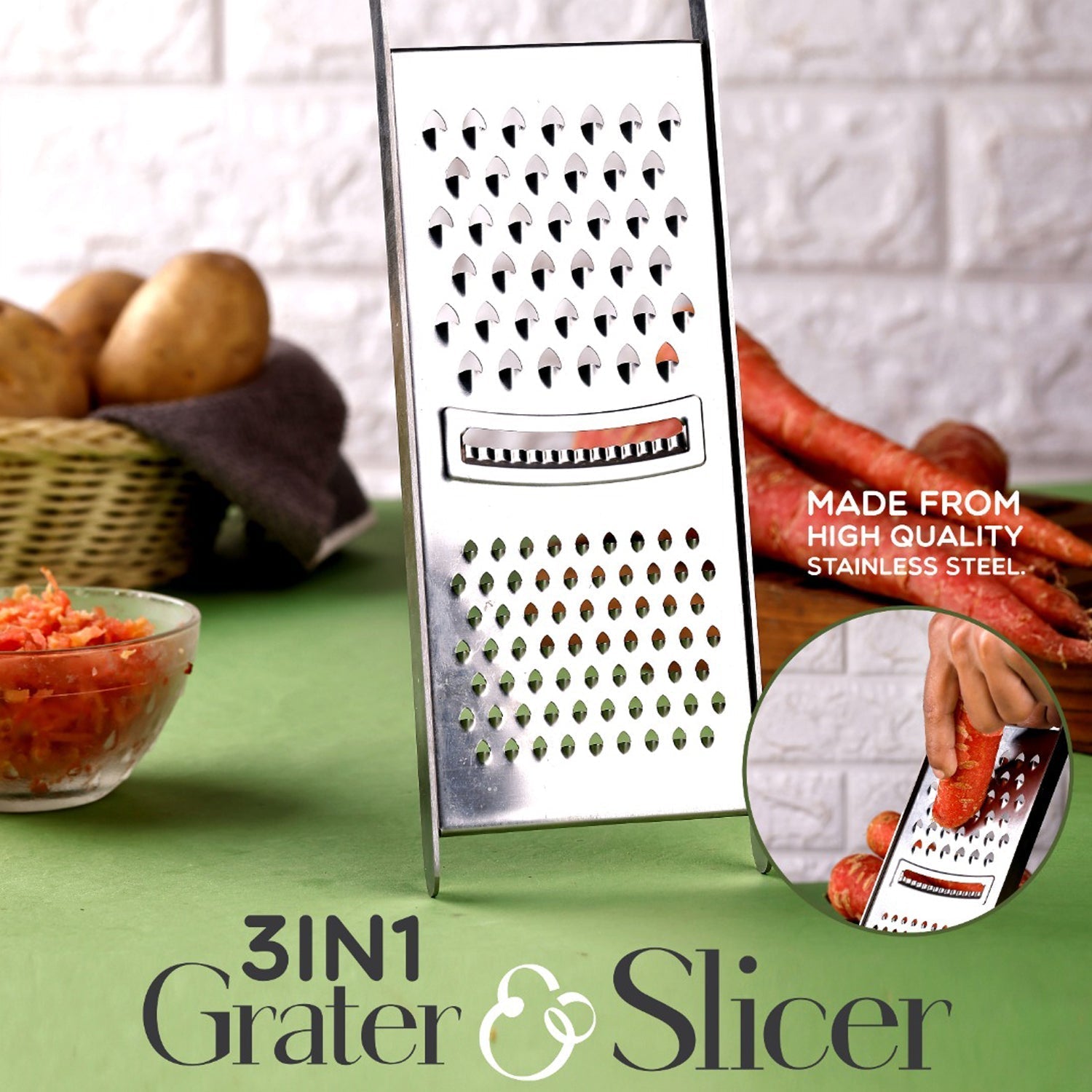 Apex Stainless Steel Grater & Slicer (3 in 1) Your Brand