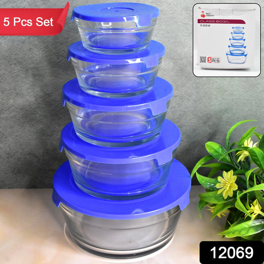 Modern Glass Bowl Set Mixing / Storage Bowls with Lids (5 Pcs Set) Your Brand