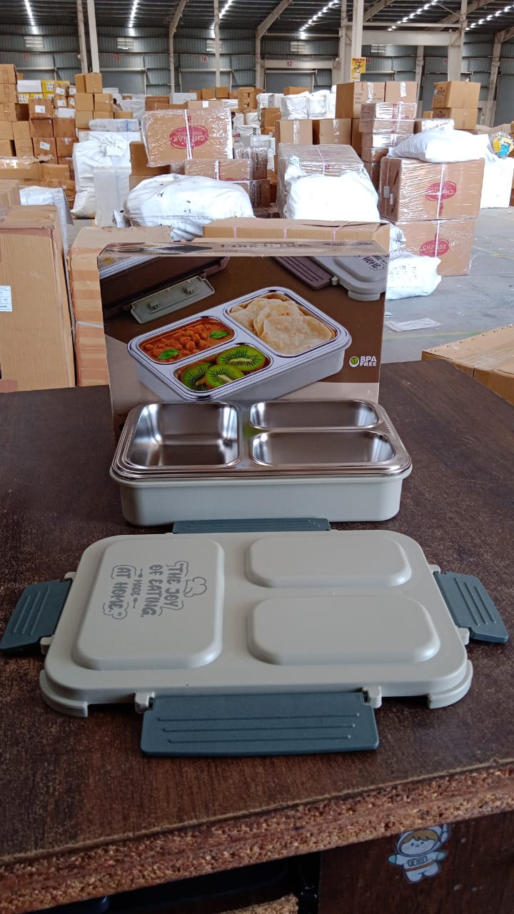 3-Compartment Stainless Steel Lunch Box (1 Pc) Your Brand
