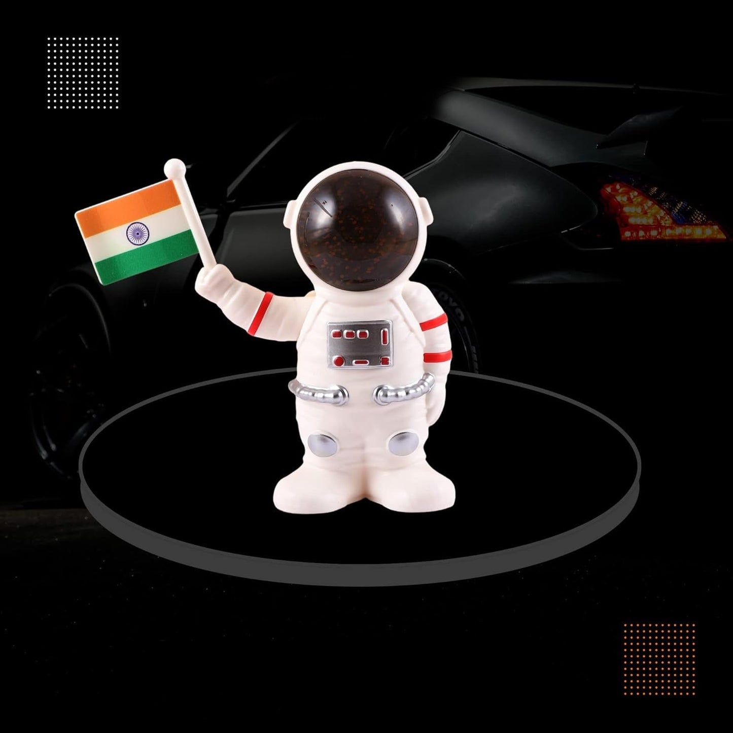 Solar Power Astronaut Ornament Moving Hand with Indian Flag (1 Pc) Your Brand