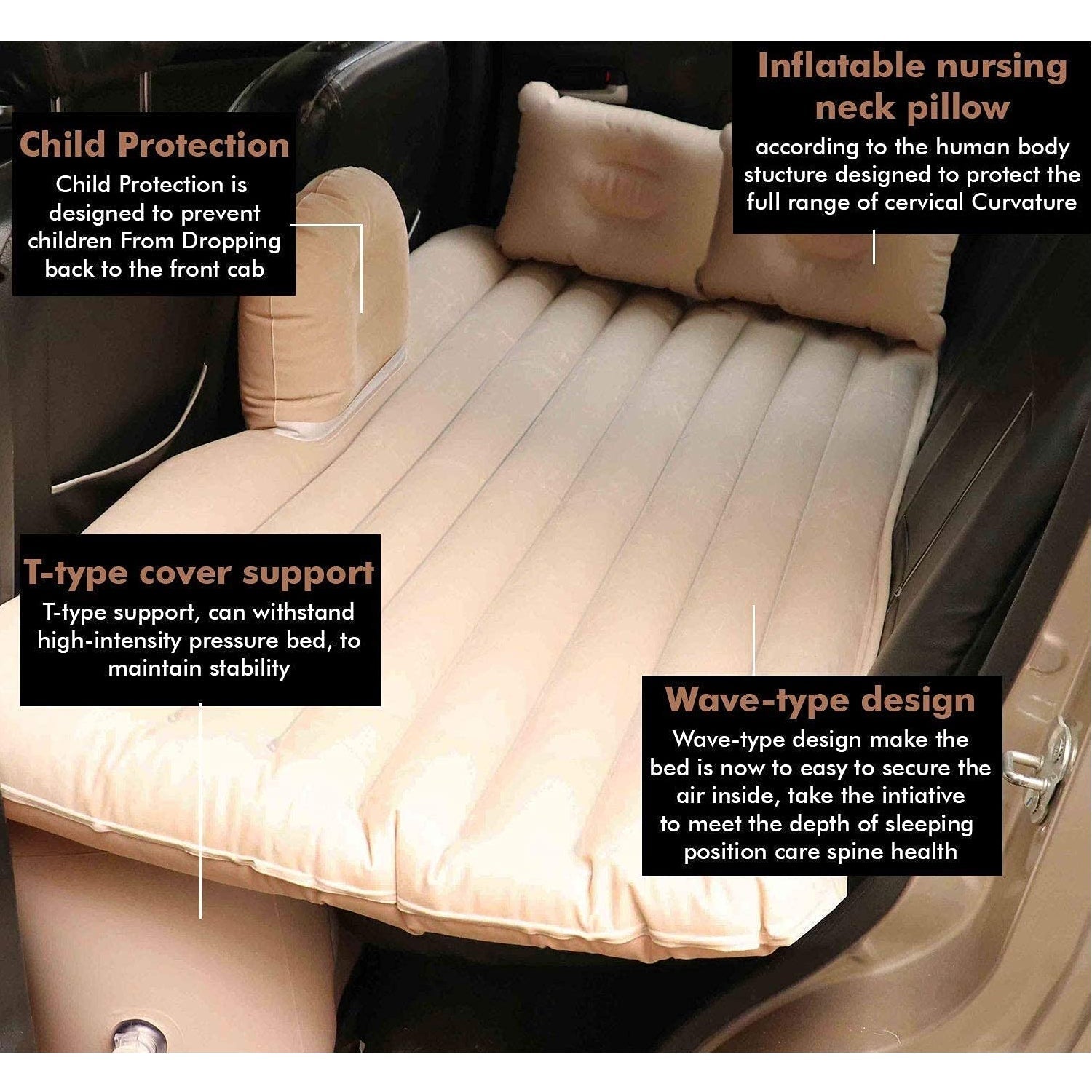 Portable Car Backseat Inflatable Air Mattress Bed (1 Pc) Your Brand