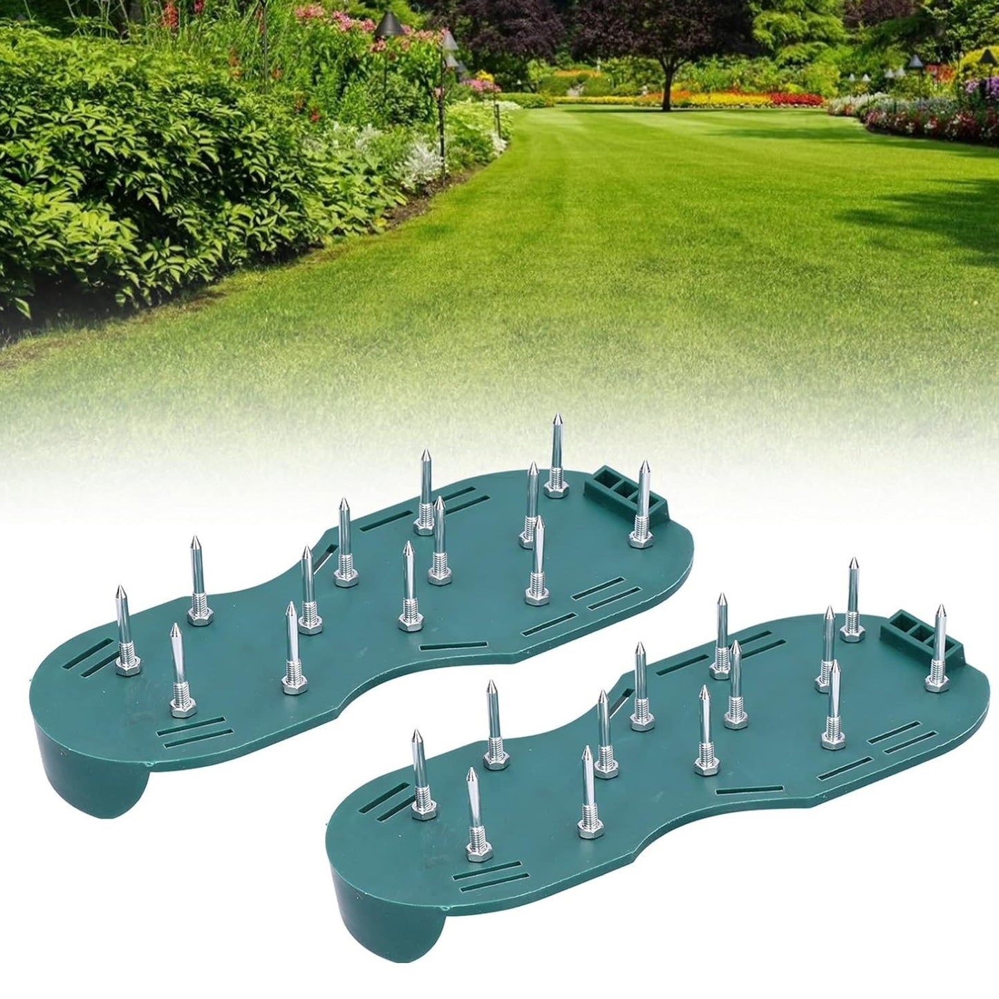 Lawn Aerator Sandals, Garden Grass Aerator Spiked Sandals Green Studded Shoes for Yard Patio Garden Excavation Your Brand