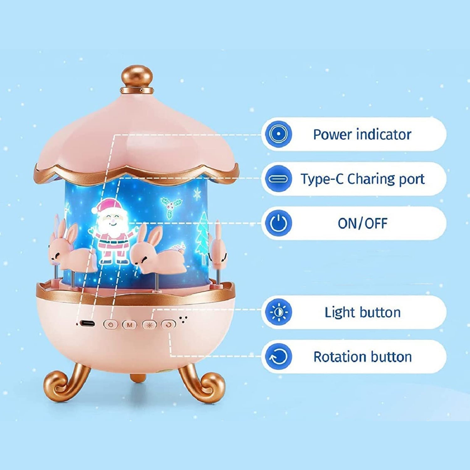 Bunny’s Carousel Rotating LED Night Light Your Brand