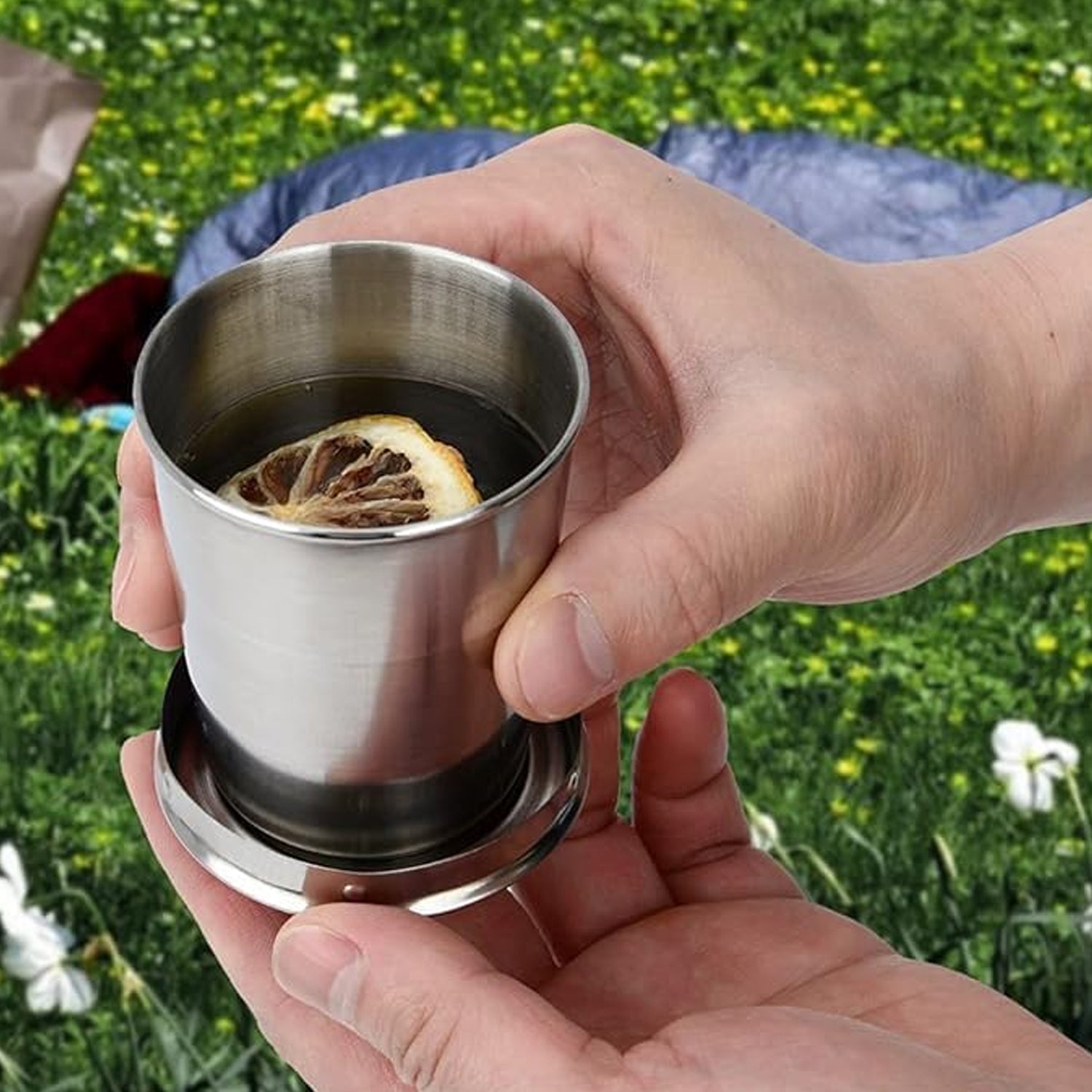 2 in 1 Camping Folding Cup with Keychain (1 Pc) Your Brand