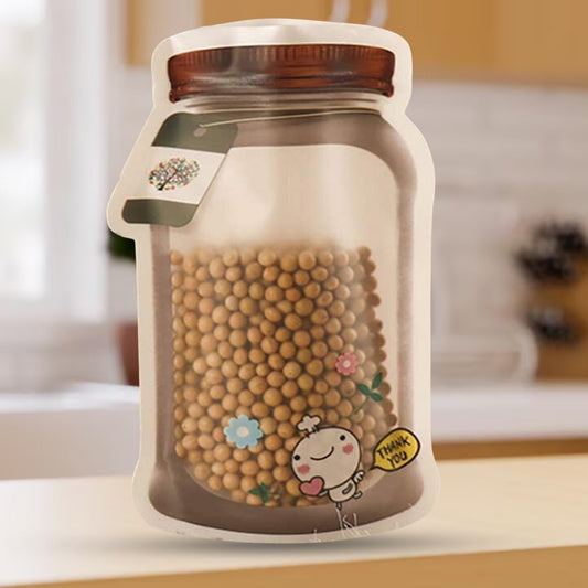 Plastic Transparent Big Jar Shaped Pouch With Zipper (1 Pc) Your Brand
