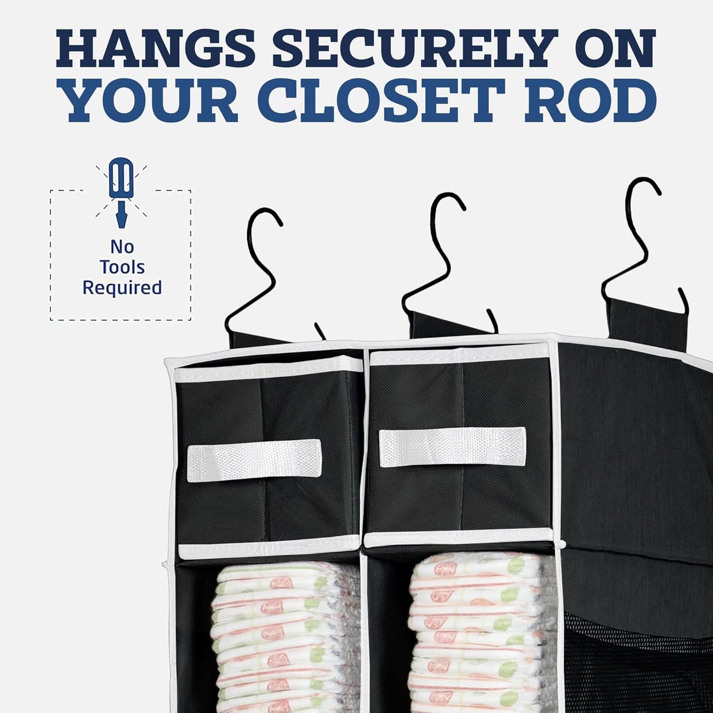 9 Shelf Hanging Closet Organizer with 5 Drawer Organizers Your Brand