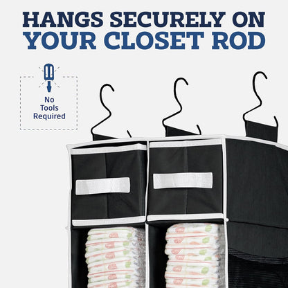9 Shelf Hanging Closet Organizer with 5 Drawer Organizers Your Brand