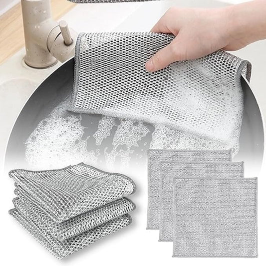 Miracle Steel Wire Cleaning Cloths for Multipurpose Household Use - Scratch-Free Dish Towels