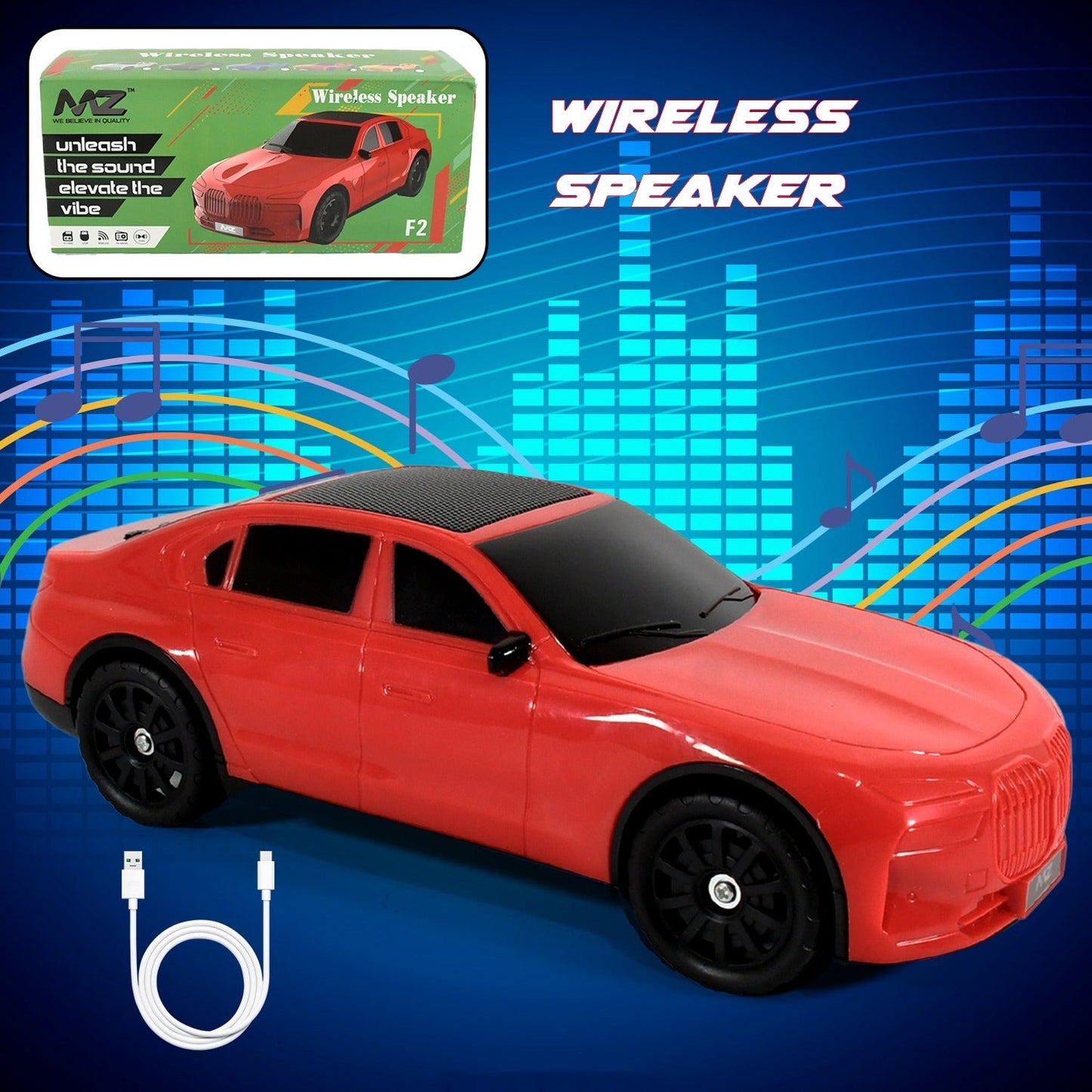 Wireless Bluetooth Speaker Portable Car Shape Music Speaker Support Bluetooth, TF Card, USB, Fm Radio Function Unique Shape Car Speaker Your Brand