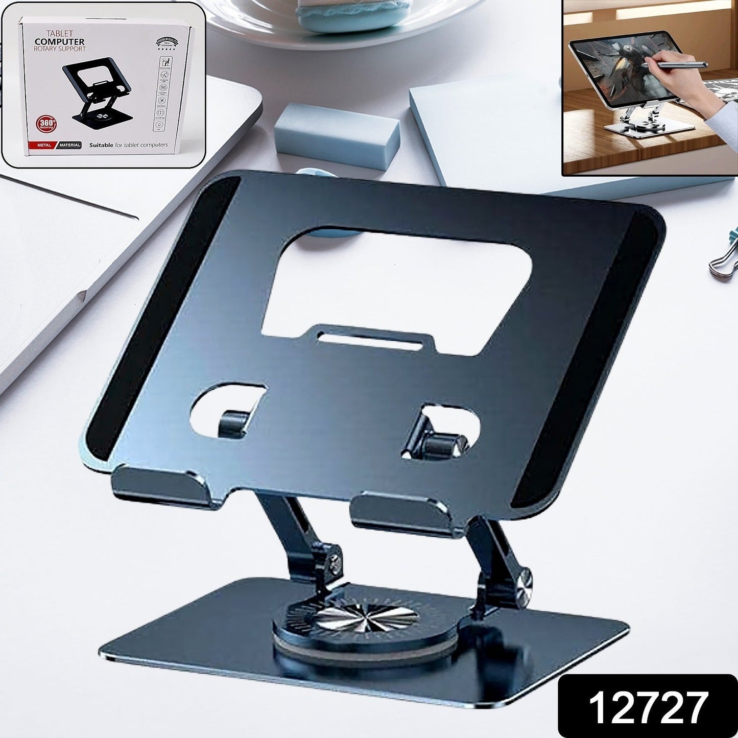 Aluminum Alloy 360°Rotating Bracket, Adjustable Laptop Stand, Portable Foldable Ergonomic Laptop Support Your Brand