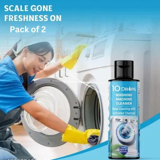 10 Drops washing machine cleaner liquid in a pack of 2 for deep cleaning with activated charcoal
