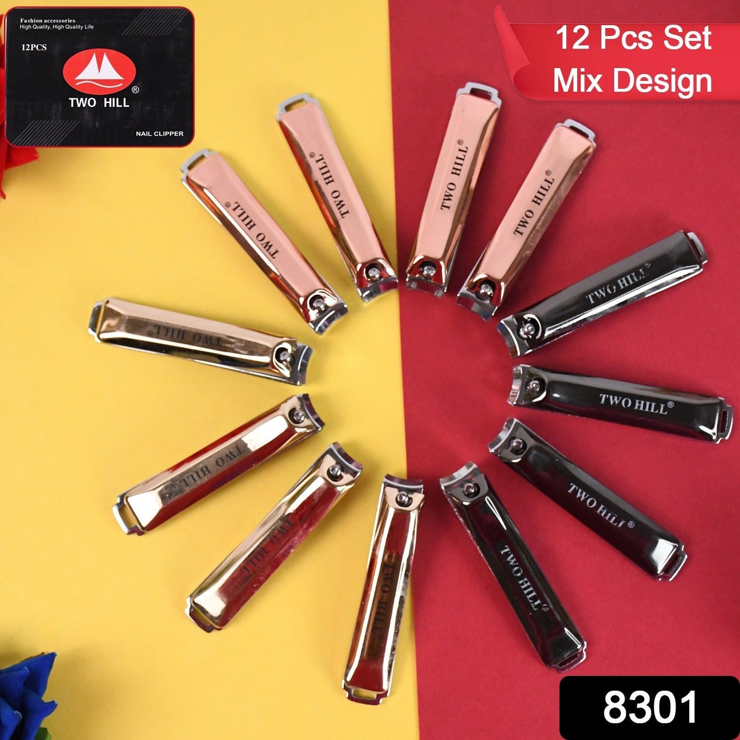 Stainless Steel Cute Nail Clipper with Nail Catcher, Nail File (12 Pcs Set / Mix Design) Your Brand