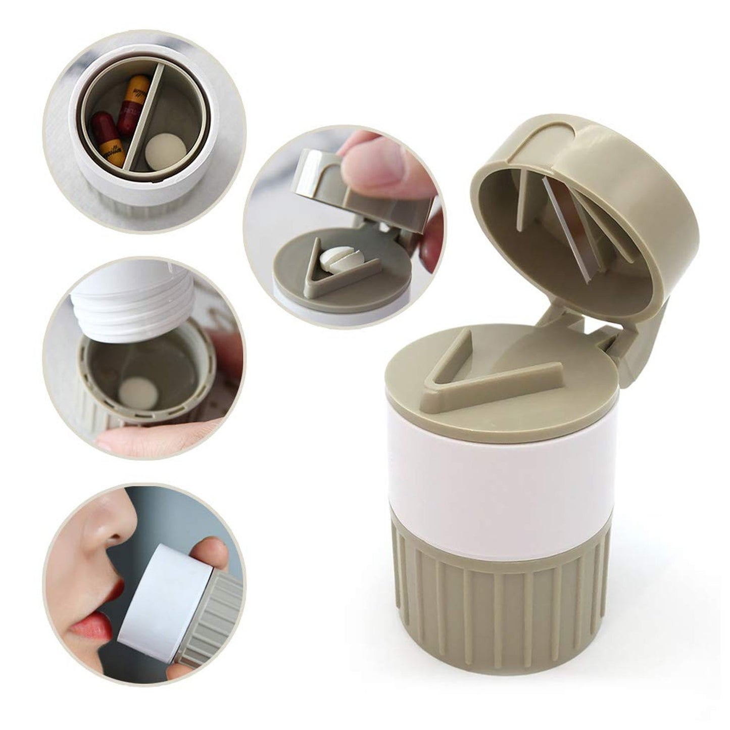 4-in-1 Medicine Cutter, Crusher, Storage Box for Pills Organivo