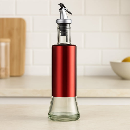 Glass Oil Dispenser with Plastic Covering, Oil and Vinegar Bottle (300 ml) Your Brand