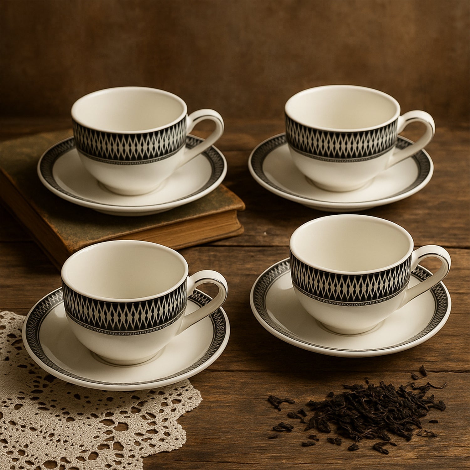 Ceramic Tea / cups and Saucer / Rakabi Set of 12 Pcs Your Brand