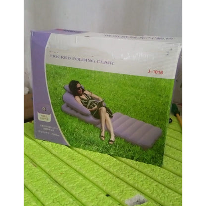 2 in 1 Air Mattress & Lounger, Portable Inflatable Mattress Air Sofa With Air Hand Pump (175×75 cm) Your Brand