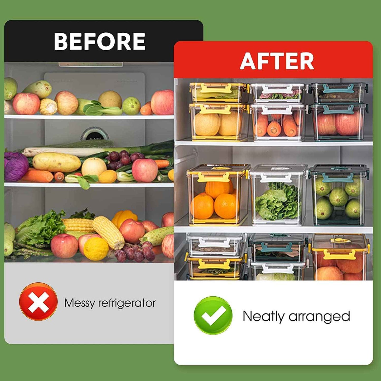 Fridge Storage Container with Time keeping on Top Lid