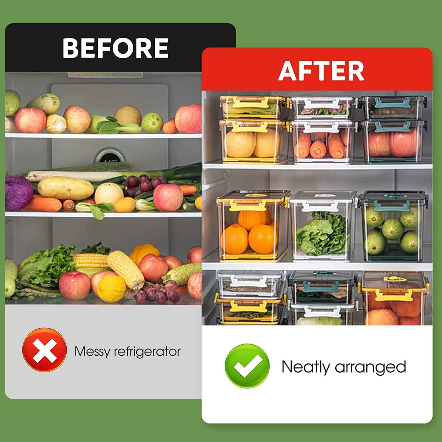 Fridge Storage Container with Time keeping on Top Lid