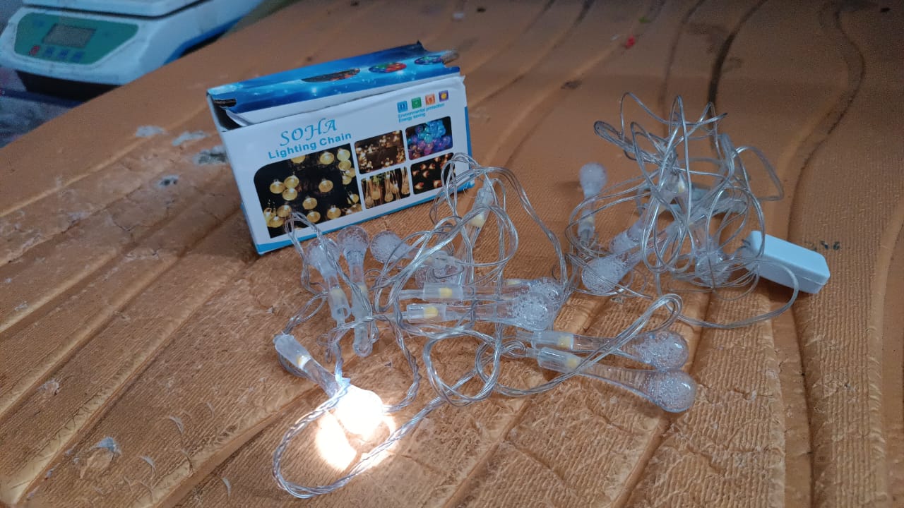 Decorative LED Lighting Chain with Crystal Water Drop Bulbs Approx 3 Mtr (1 Pc) Your Brand