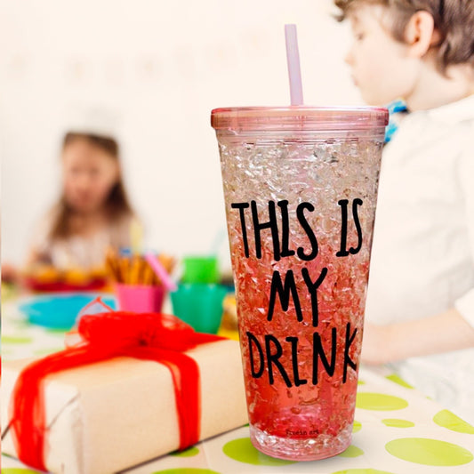 Plastic Creative Cold Drink Cup, Reusable Tea Coffee Tumbler with Lid and Straw, Double Wall Plastic Drinking Sport Bottle, Travel Tumbler Your Brand