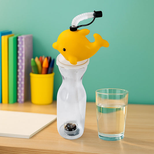 Party Props Birthday Return Gifts For Kids |Animal Shape Straw Sipper Bottle For Kids|Kids Return Gifts For Birthday|Straw Bottle For Kids Multicolor Your Brand
