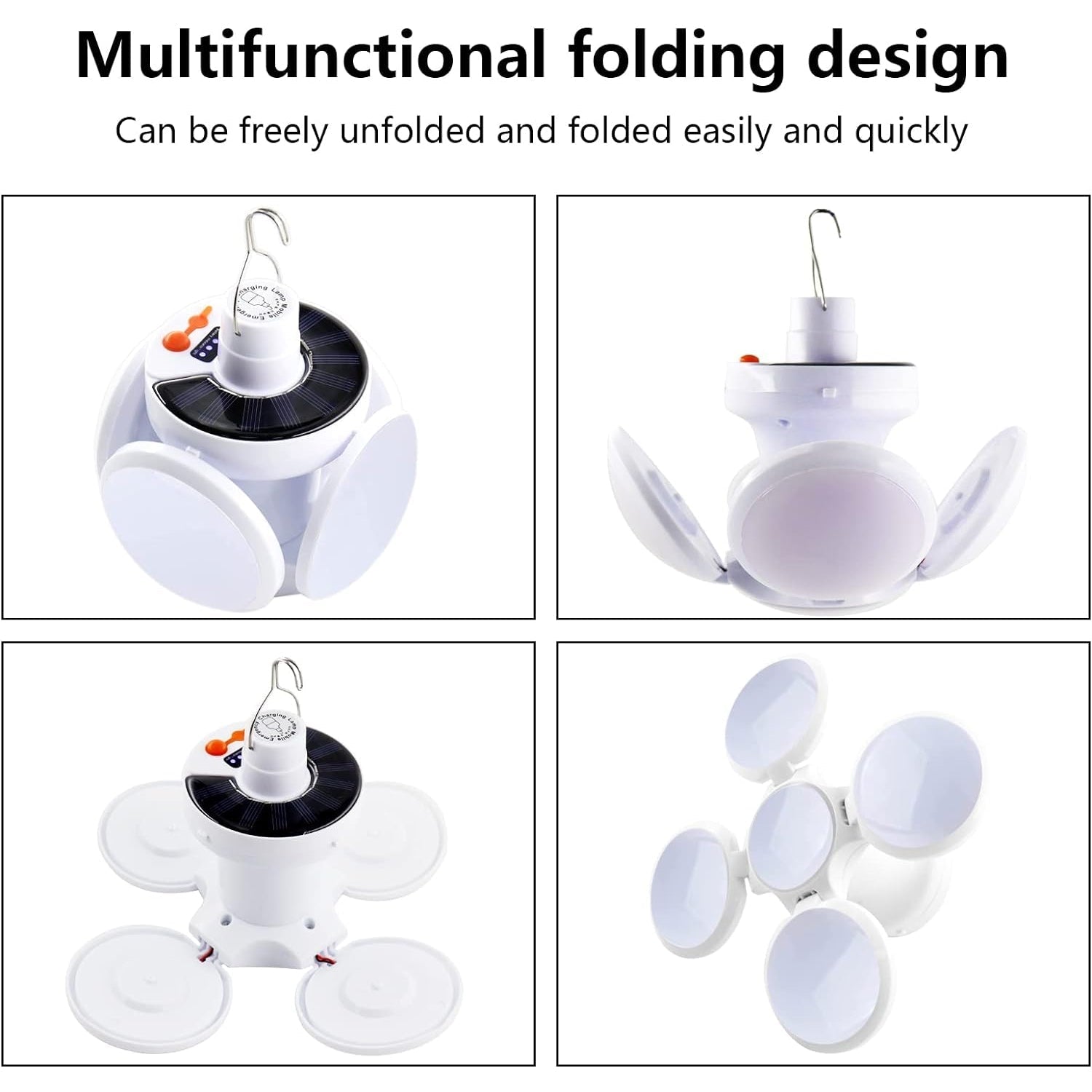 Solar Multi-Functional Emergency LED Light – USB Rechargeable, 5 Modes, Foldable, SOS & IP65 Waterproof Your Brand