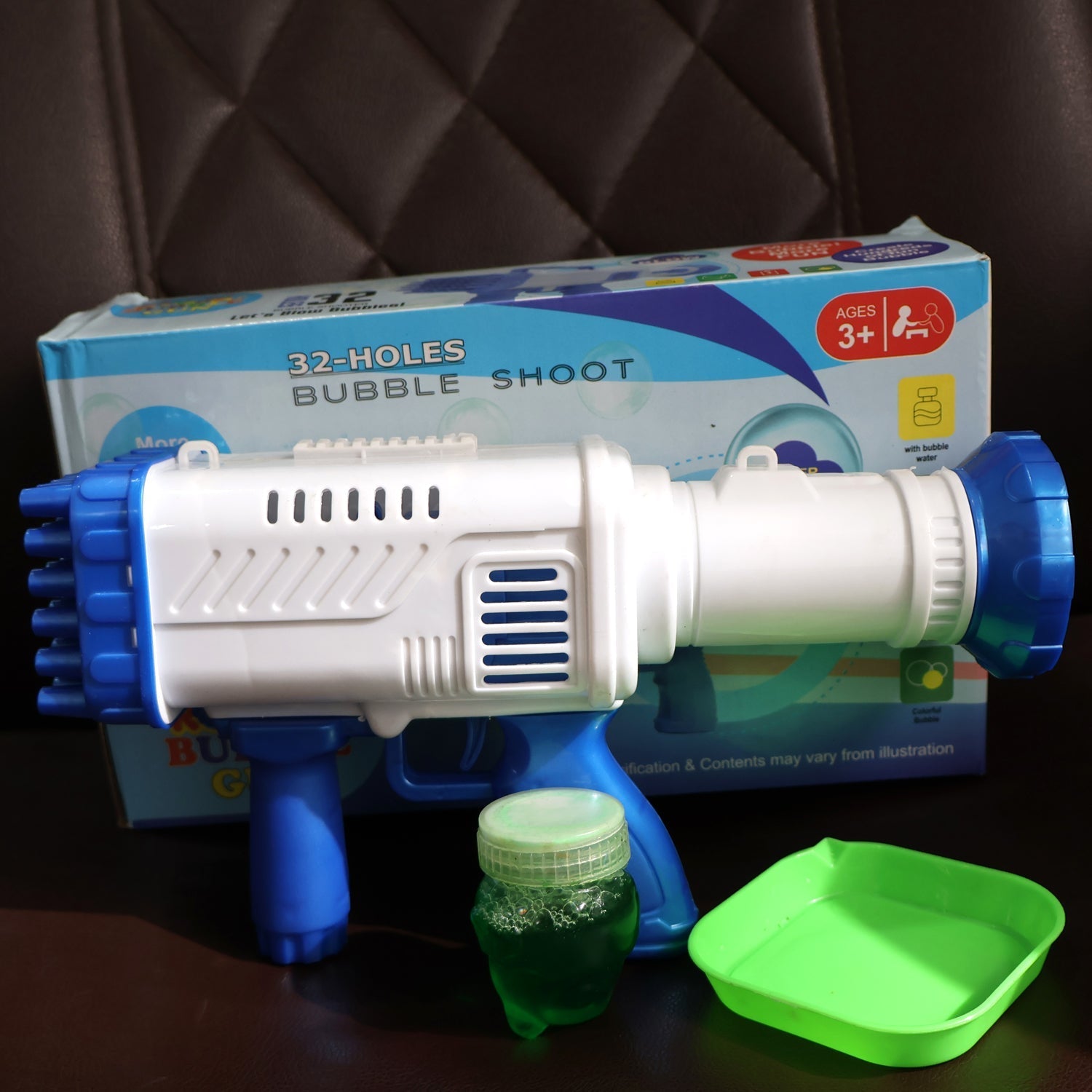 32 Holes Big Rechargeable Powerful Machine Bubble Gun Toys (1 Set) Your Brand