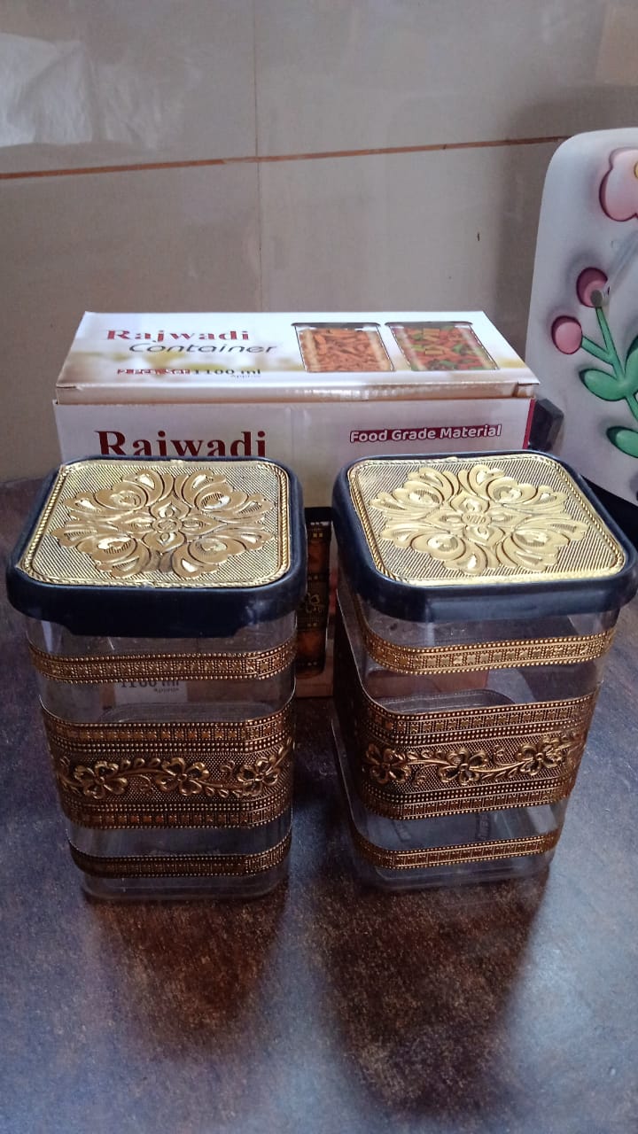 Plastic Rajwadi Container 2pcs set 1100ml Your Brand