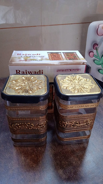 Plastic Rajwadi Container 2pcs set 1100ml Your Brand
