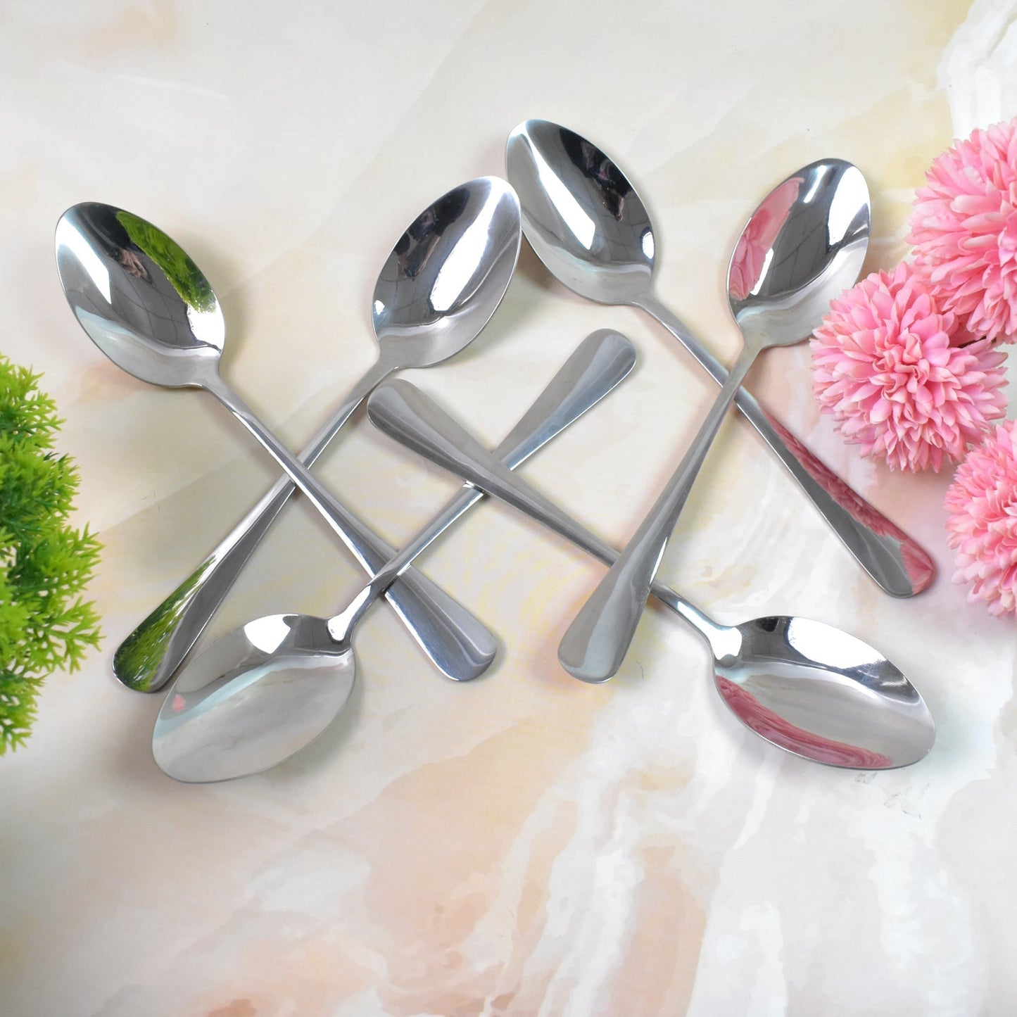 Premium Silver Daily Use Cutlery Set Stainless Steel Luxury Combo Set of 24 Your Brand