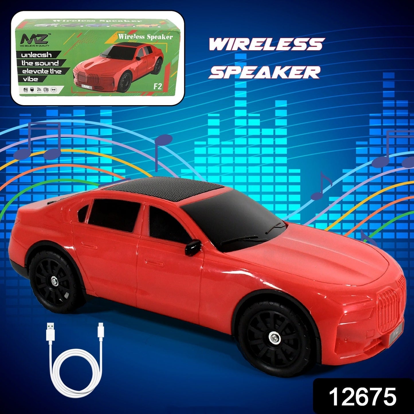 Wireless Bluetooth Speaker Portable Car Shape Music Speaker Support Bluetooth, TF Card, USB, Fm Radio Function Unique Shape Car Speaker Your Brand