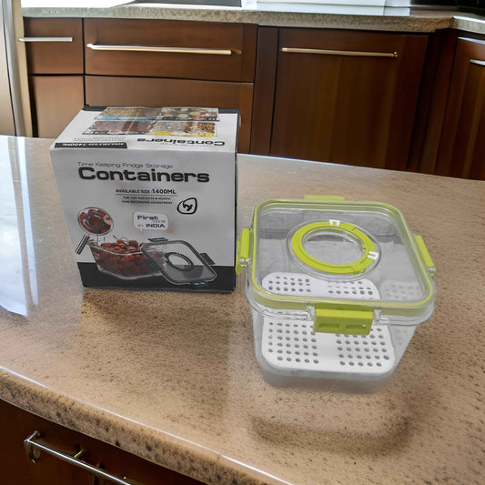 Fridge Storage Container with Time keeping on Top Lid