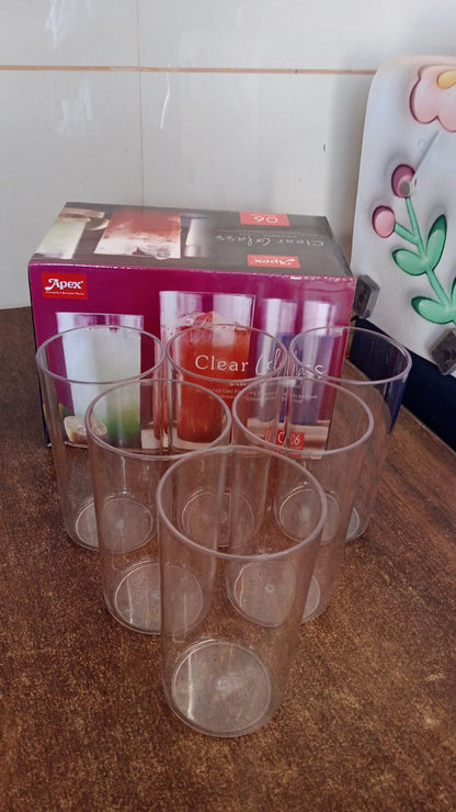 Apex Clear Plastic Tumbler / Glass Set – 6-Piece Unbreakable Your Brand