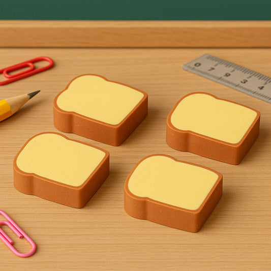 3D Toast Bread Shape Eraser for Kids, Cartoons Erasers Toast Bread Erasers Bread Shaped Eraser for Students, Gift, Cute Fun Food Erasers for School Classroom, Stationery for Boys & Girls (4 Pcs Set) Your Brand