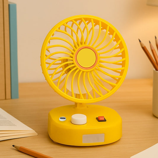 USB-C Type Rechargeable Portable Fan With LED Light Heavy Duty Motor & Foldable Fan With Charging Port Home, Outdoor, Temple Your Brand