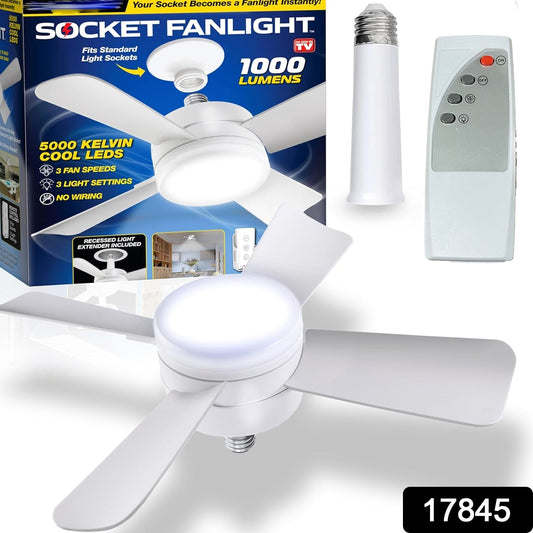 Original Cool LED Socket Fan Light – Ceiling Fan Replacement, 1000 Lumens/5000K, Remote Controlled (Remote Battery Not Included) Your Brand