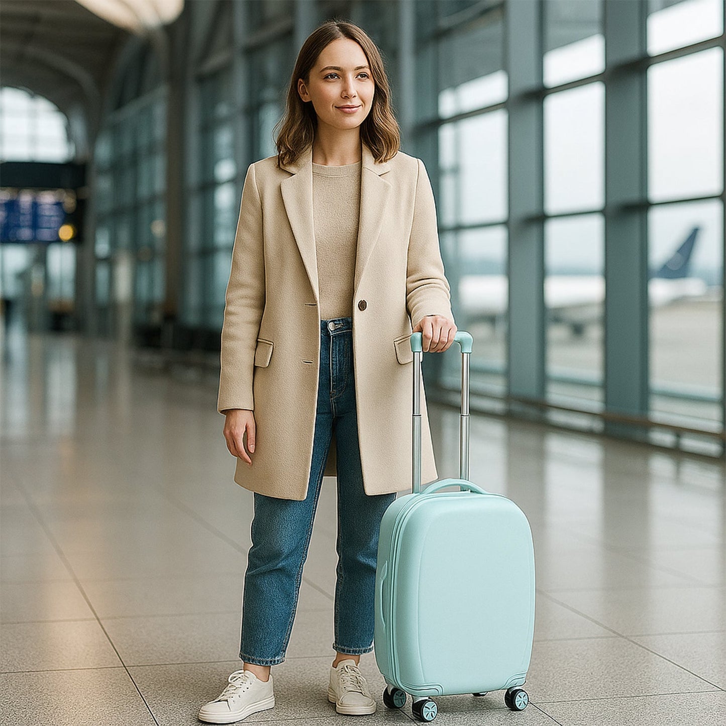 17849 Suitcase For Kids, Girls Green Small Cabin Hard Cover Holiday Carry On Trolley with Extendable Handle, Children's Luggage, Trolley Rolling Luggage for Toddlers Men Woman (Mix Color) Your Brand