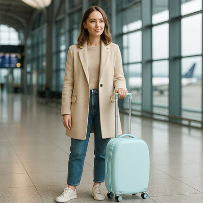 17849 Suitcase For Kids, Girls Green Small Cabin Hard Cover Holiday Carry On Trolley with Extendable Handle, Children's Luggage, Trolley Rolling Luggage for Toddlers Men Woman (Mix Color) Your Brand