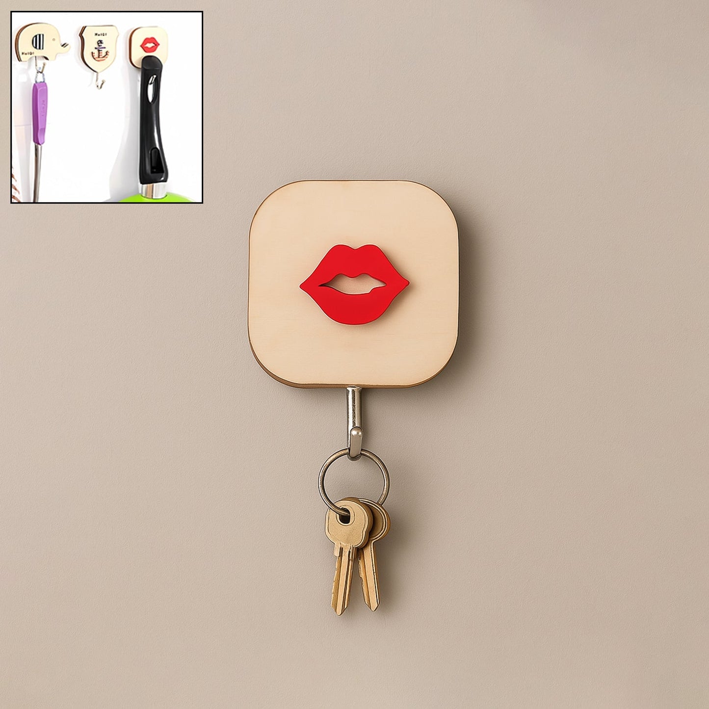 Wooden Cartoon Hook Wall Hanging Hooks Wall Storage Hook Wall Mounted Hat Hooks Wall Coat Hooks Hanger Backpack Hook Clothes Hook Office Towel Hook Clothing Iron (1 pc) Your Brand