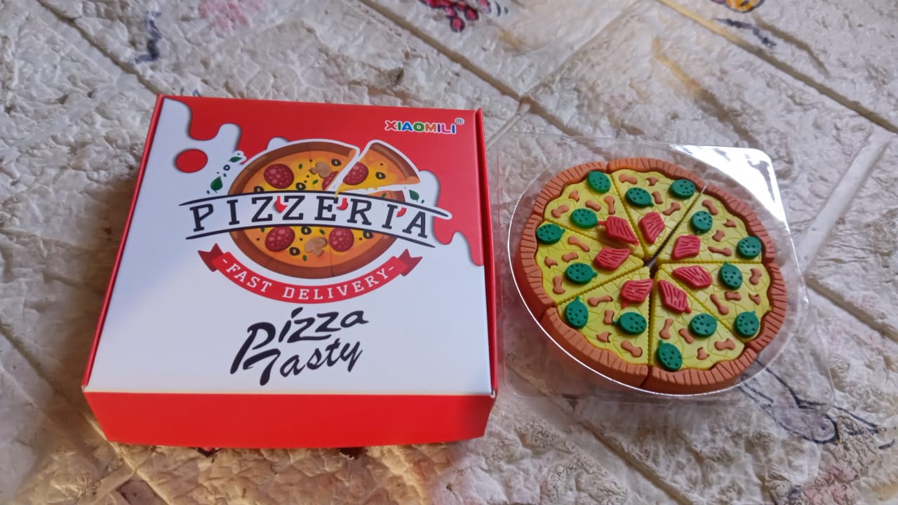 3D Pizza Slices Eraser Set – Fancy & Colorful Stationery for Kids & Gifts (7 slice) Your Brand