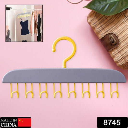 Plastic Organizer Hanger 360 Degree Rotatable Clothes Multifunctional with 8 Hooks Heavy Duty Clothing Tank Top Belt Towel Drying Rack Holder (1 pc) Your Brand